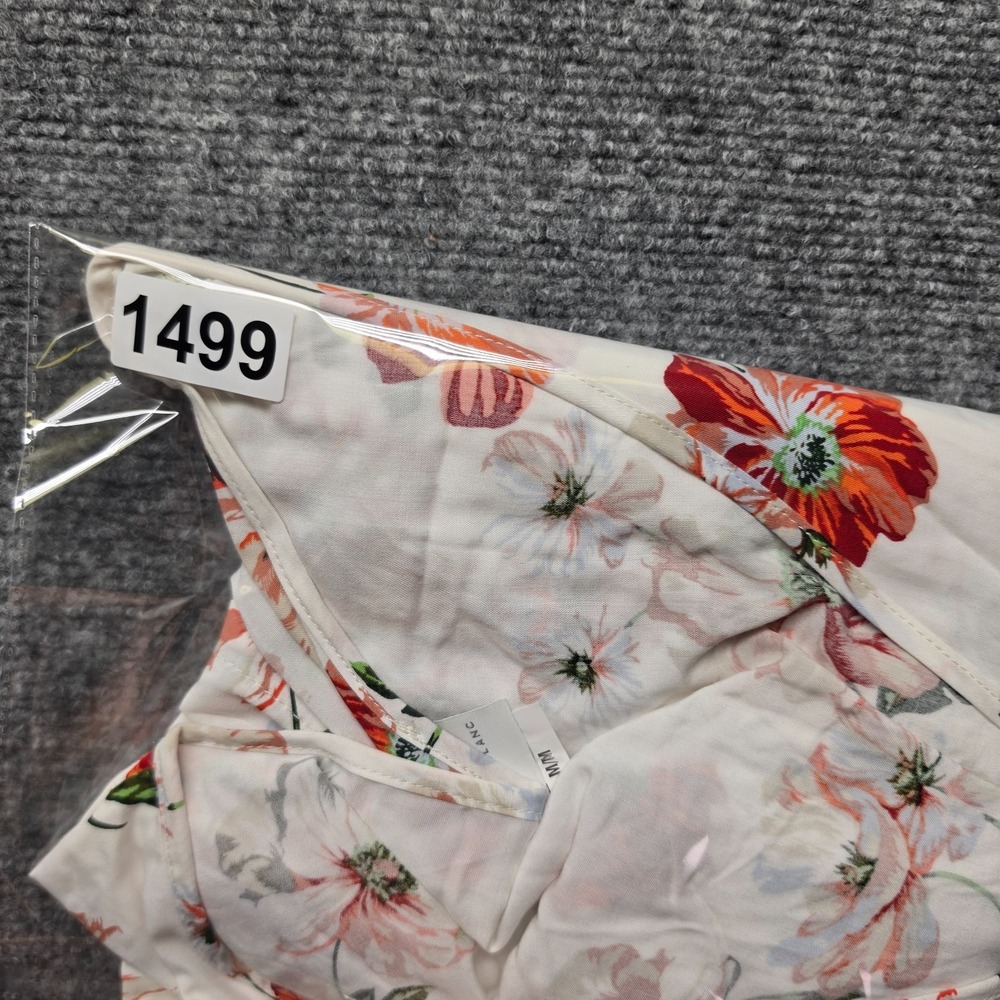 Papillon Blanc Poppy Floral Kimono Tunic Top Womens M Split Front Pearl Accent - Picture 9 of 9